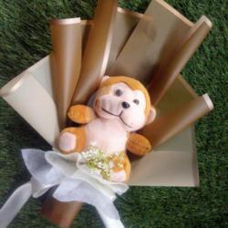 Buket Boneka Monyet Coklat Cream   Gift Cards