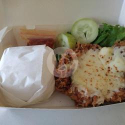 Ayam Geprek Keju Mozarella   Nasi