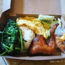 Nasi Ayam Penyet Telor Oseng Kangkung Plus Sambel Lalapan