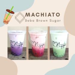 Machiato Seru: Taro Boba Brown Sugar, Red Velved Boba Brown Sugar, Matcha Boba Brown Sugar