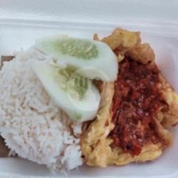 Nasi Putih Telur Dadar Sambal Penyet/geprek