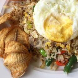 Fried Rice Fish With Egg,nasi Goreng Ikan Asin Telor