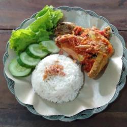 Ayam Penyet Sambel Edan   Nasi