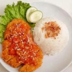 Nasi Ayam Katsu Geprek (sambal Bawang)