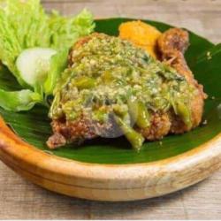 Ayam Penyet Paha Sambal Ijo ( Tanpa Nasi)