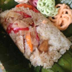 Nasi Bakar Ikan Asin Asam Manis