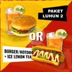 Paket Luhun 2 (burger/hotdog   Ice Lemon Tea).