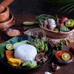 Nasi Putih Tempong Ikan Asin