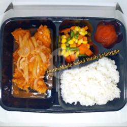 Bento Rice Chicken Steak Blackpaper