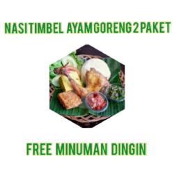 Paket 2 Nasi Timbel Ayam Goreng Komplit Free Minuman Dingin