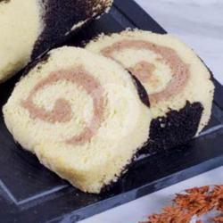 Red Bean Swiss Roll Slice