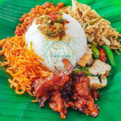 Nasi Rames Jamur Asam Manis