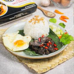 Nasi Putih Babat Gongso Pakai Telur