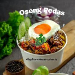 Nasi Oseng Mercon Paru Sapi   Telor