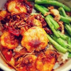 Rice Bowl Udang Manis Pedas Mentimun