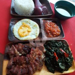 Paket Set Nasi Sei Sapi 70grm, Telur Mata Sapi, Tumis Daun Singkong, Kaldu (free Teh Bandulan)