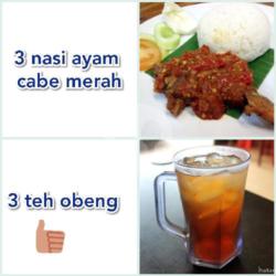 Tiga Nasi Ayam Cabe Merah   3 Teh Obeng