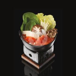 Salmon Nabe (yaki Udon / Spicy / Sukiyaki With Onsen Egg)