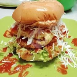 Burger Ayam   Sosis   Keju Halal Food)