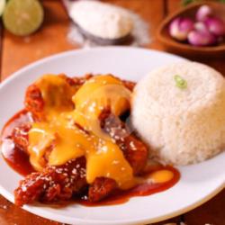 Paket Nasi Cheese Fire Chicken