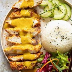 Nasi Ayam Katsu Saus Keju