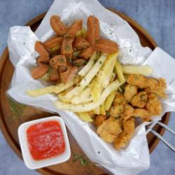 Mixed Platter ( Sosis, French Fries, Popcorn Chicken)