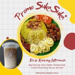 Nasi Kuning Istimewa Dan Minuman Bebas Pilih