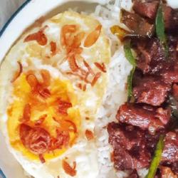 Rice Bowl Kambing Lada Hitam   Telur