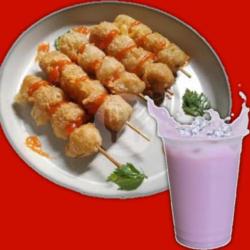 Paket Tm Cilor ( Cilok Telor 3 Tusuk   Ice Jenius Pop Taro )