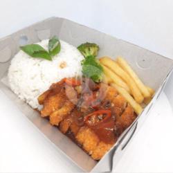 Rice Box Chicken Katsu Black Paper /bbq