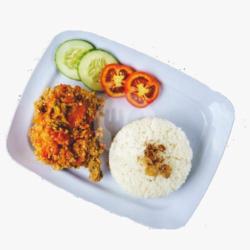 Ayam Crispy Sambal Geprek   Nasi   Thai Tea