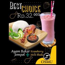 Ayam Bakar Jempol Nasi   Strawberry Milk Shake