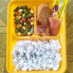 Nasi Bento Hemat 2 (shrimp Roll, Egg Roll)