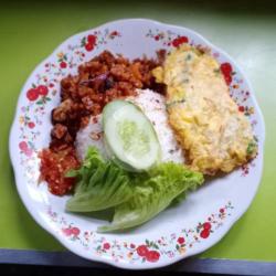 Nasi Telor Dadar Orek Tempe Sambal