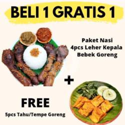 Beli 1 Paket Nasi 4pcs Leher Bebek Goreng Gratis 5pcs Tahu/tempe Goreng