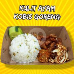 Kulit Ayam   Kobis Goreng   Nasi Putih / Nasi Daun Jeruk