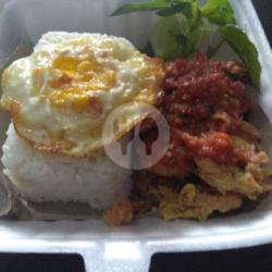 Nasi Udang Geprek   Telur