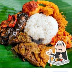 Nasi Campur Madura , Babat Usus Cumi Pedas , Udang Krispy Tumis Kangkung