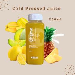 Chamelemon (honeydew Melon, Pineapple, Starfruit, Lemon) Cold Pressed Raw Juice 250ml Jus Buah Murni Asli Alami Tanpa Tambahan Apapun