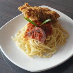 Spaghetti Pedas Ayam Geprek