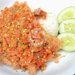 Telur Geprek Mercon (super Pedas)   Nasi