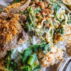 Nasi Pecel Empal Daging Sapi