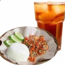 Paket Nasi Ayam Geprek Sambel Lalapan Es Tea Jus( Gula Batu,lemon,apel)