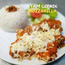 Ayam Geprek Mozzarella   Nasi
