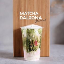 Sakura Matcha Dalgona With Hokkaido Milk Pudding