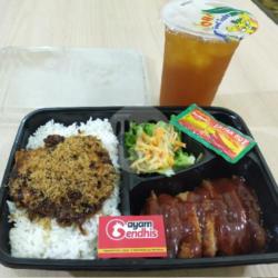 Kombo Bento Rice Katsu Telor Pontianak   Es Teh