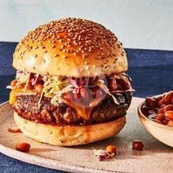 The Englishman - Beef Burger With Baked Beans And Cheese