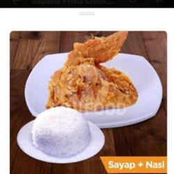 Nasi   Ayam Krispy Sayap   Vit Gelas