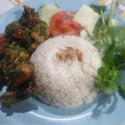 Nasi Putih Ayam Cabe Ijo