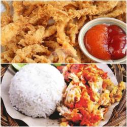 Jamur Tiram Goreng  Ayam Geprek Nasi Lalapan